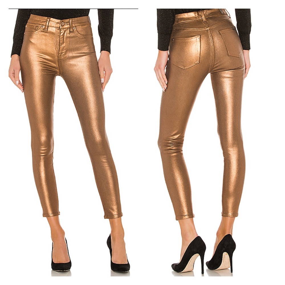 7 for all Mankind Hi Waist Skinny Ankle Penny Foil